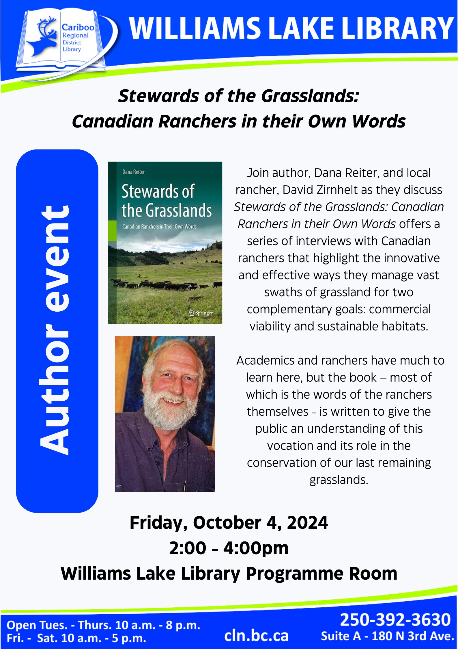 Author event: Stewards of the Grasslands: Canadian Ranchers in their Own Words